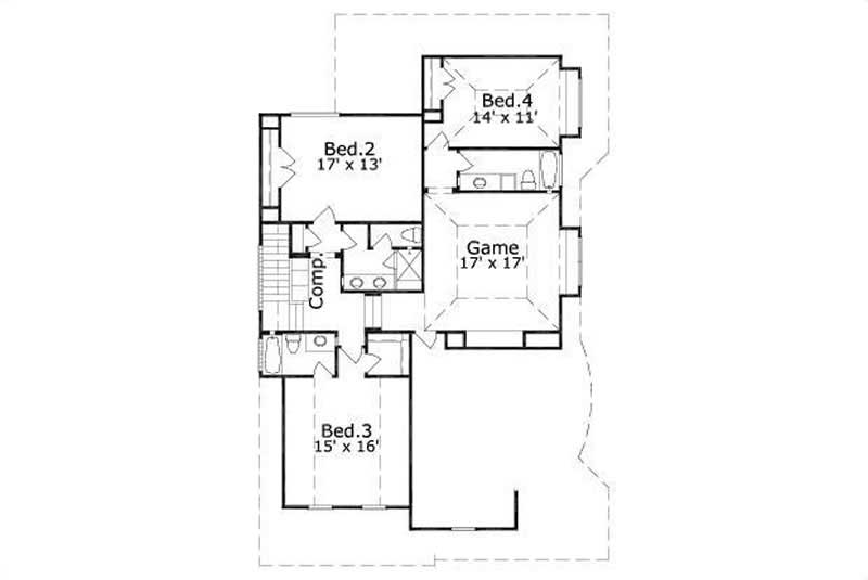 Floor Plan Second Story of Country Plan #156-2172