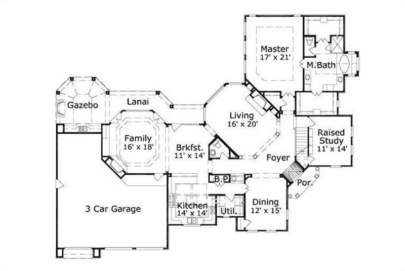 Floor Plan First Story of Mediterranean Plan #156-2173