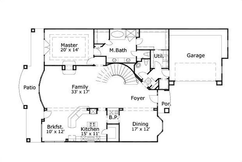Floor Plan First Story of Mediterranean Plan #156-2175