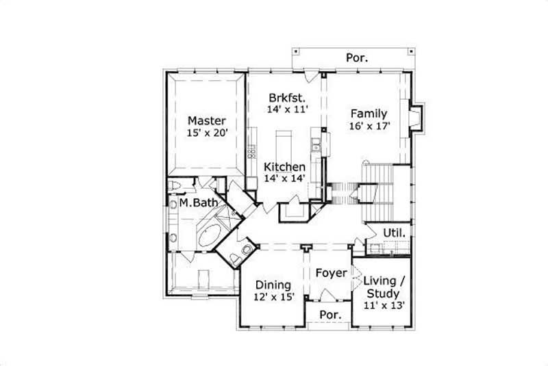 Floor Plan First Story of Luxury Plan #156-2178