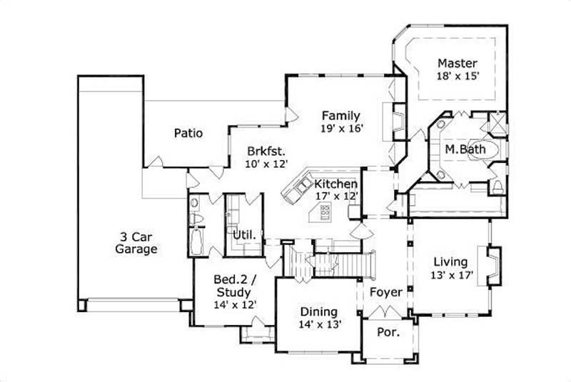 Floor Plan First Story of Luxury Plan #156-2182