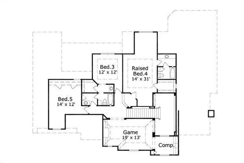 Floor Plan Second Story of Luxury Plan #156-2182