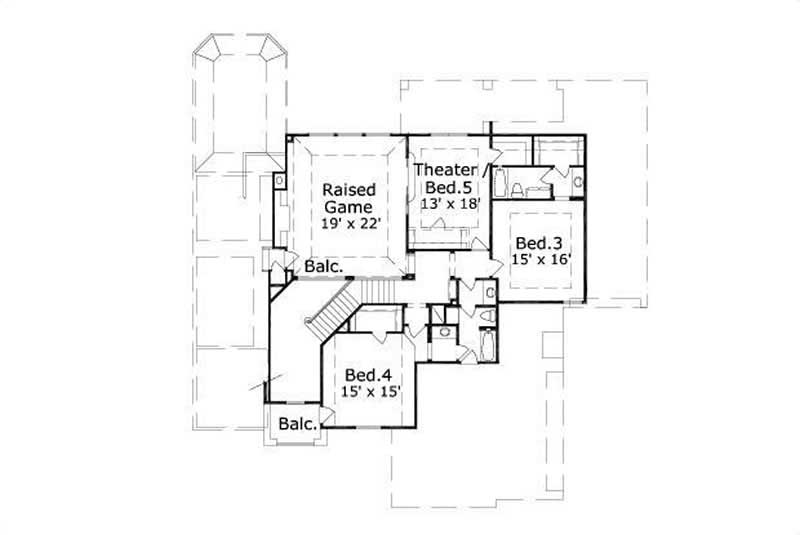 Floor Plan Second Story of Country Plan #156-2184