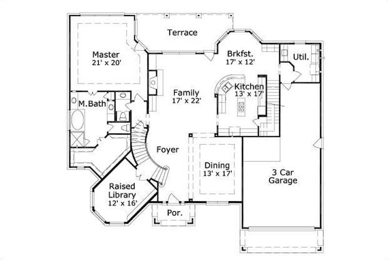 Floor Plan First Story of Luxury Plan #156-2185