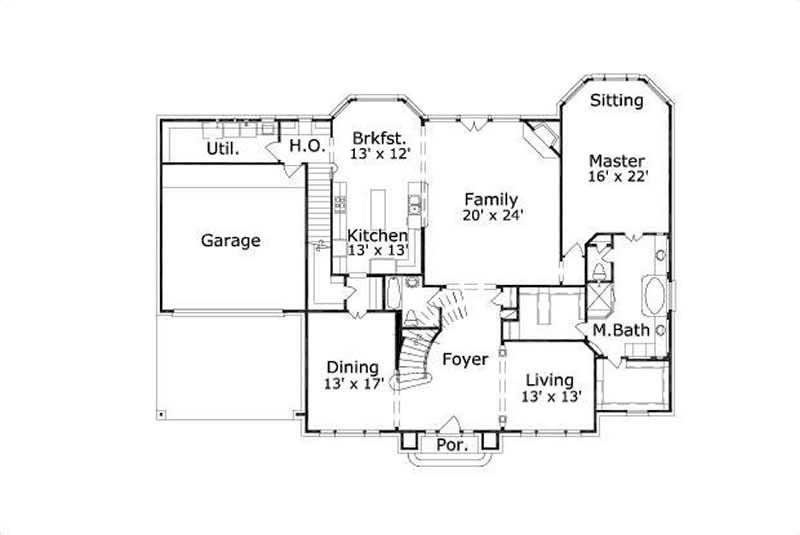 Floor Plan First Story of Luxury Plan #156-2192