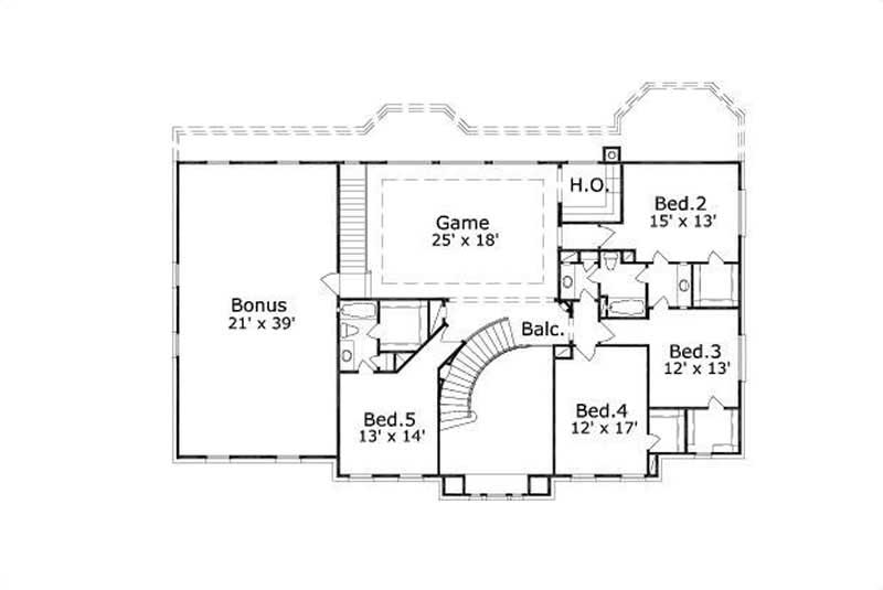 Floor Plan Second Story of Luxury Plan #156-2192