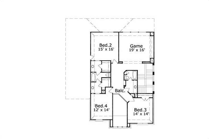 Floor Plan Second Story of Luxury Plan #156-2193