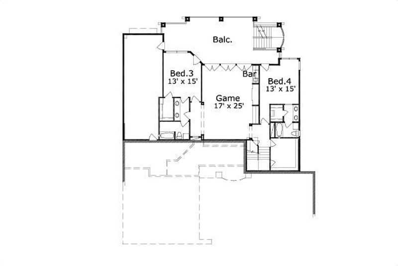 Floor Plan Second Story of Craftsman Plan #156-2195