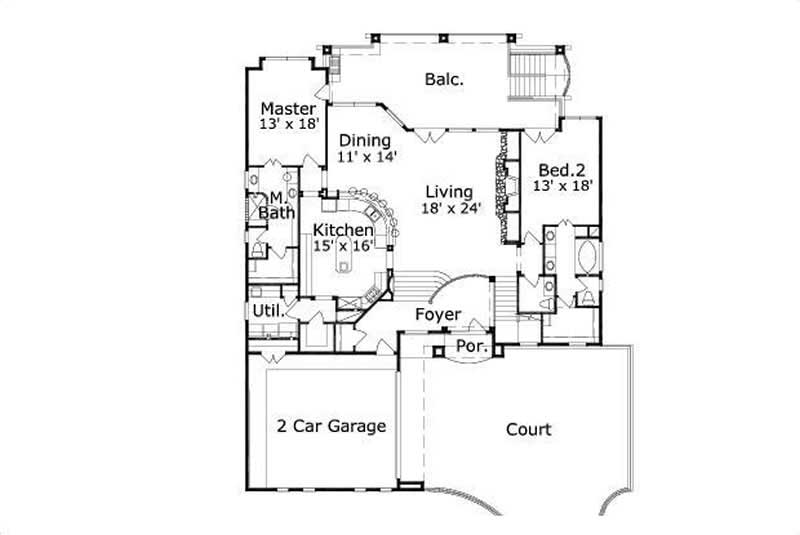 Floor Plan First Story of Craftsman Plan #156-2195
