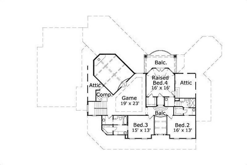 Floor Plan Second Story of Country Plan #156-2198