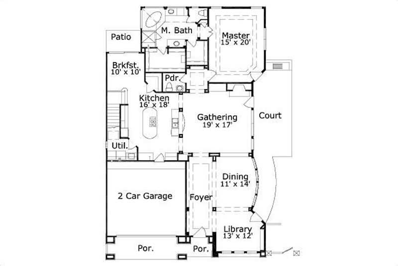 Floor Plan First Story of Plan #156-2200