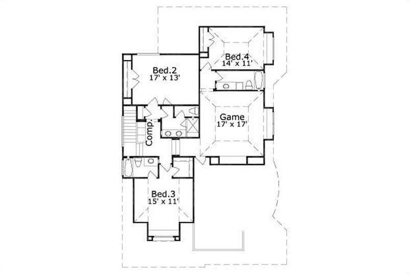 Floor Plan Second Story of Plan #156-2200