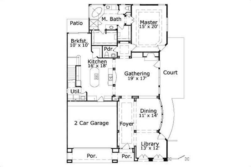 Floor Plan First Story of Country Plan #156-2201
