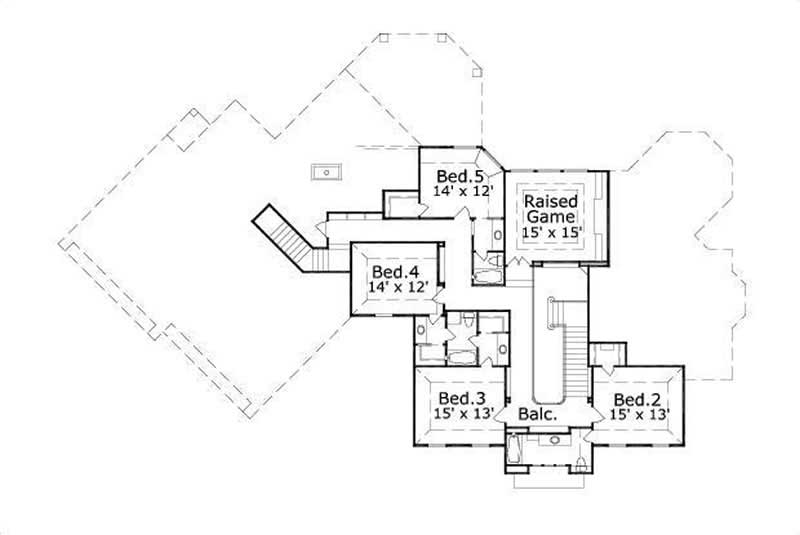 Floor Plan Second Story of Luxury Plan #156-2204