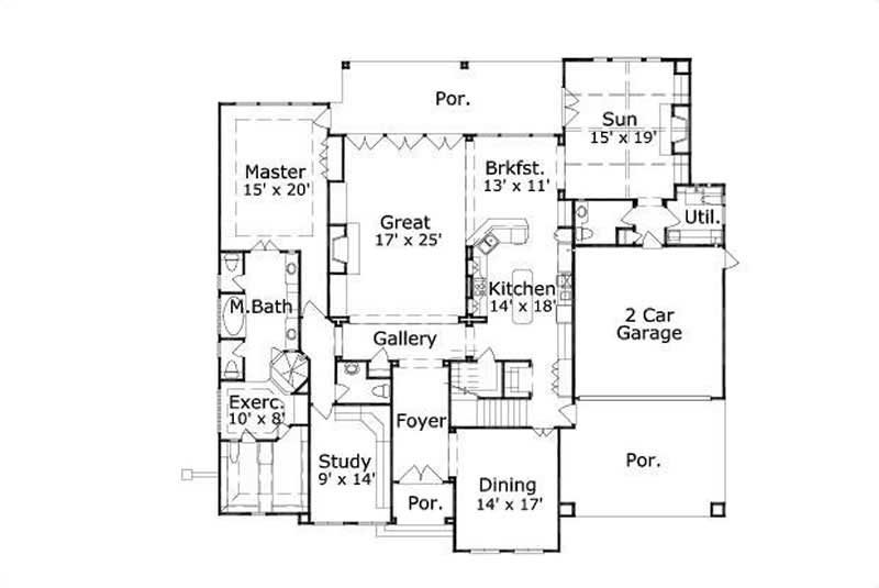 Floor Plan First Story of Luxury Plan #156-2206