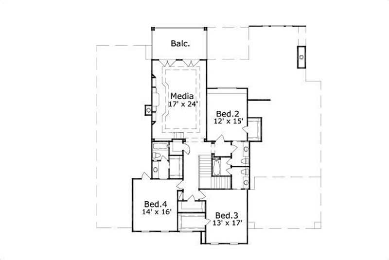 Floor Plan Second Story of Luxury Plan #156-2206