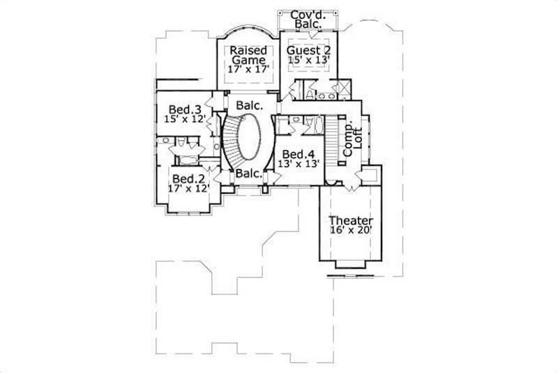 Floor Plan Second Story of Luxury Plan #156-2208
