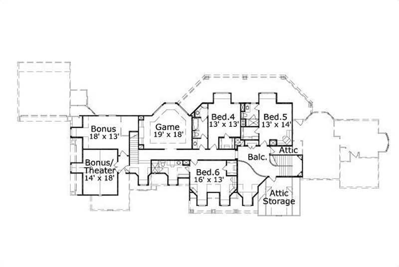 Floor Plan Second Story of Country Plan #156-2209