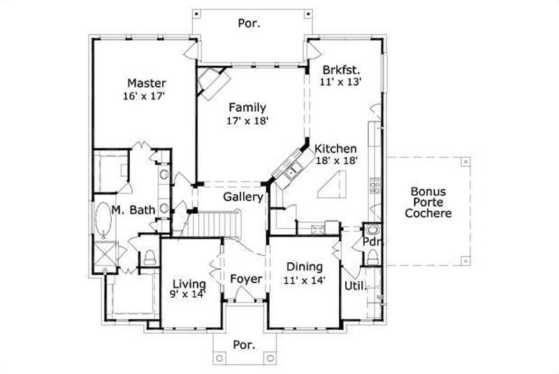 Floor Plan First Story of Luxury Plan #156-2212