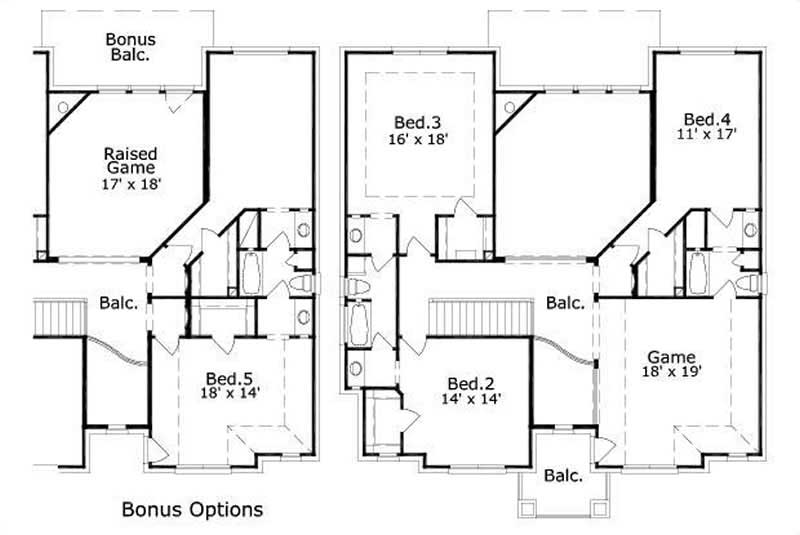 Floor Plan Second Story of Luxury Plan #156-2212