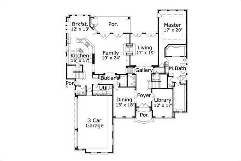 Floor Plan First Story of Luxury Plan #156-2216