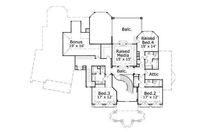 Floor Plan Second Story of Luxury Plan #156-2218