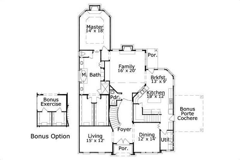 Floor Plan First Story of Luxury Plan #156-2220