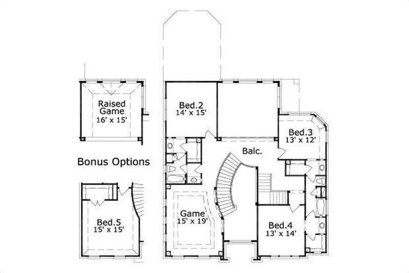 Floor Plan Second Story of Luxury Plan #156-2220