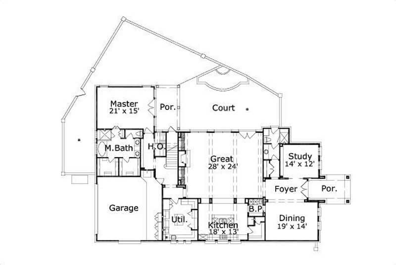 Floor Plan First Story of Luxury Plan #156-2224