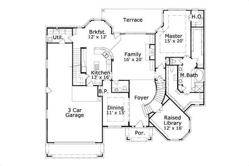 Floor Plan First Story of Plan #156-2225