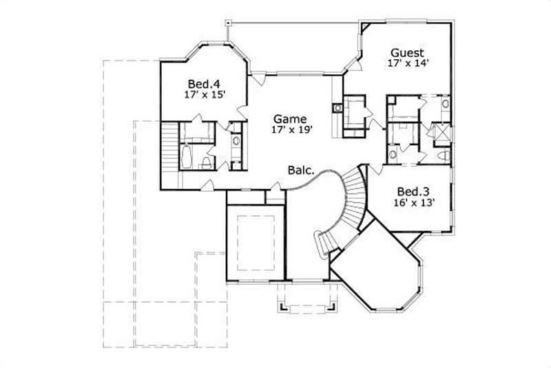 Floor Plan Second Story of Plan #156-2225