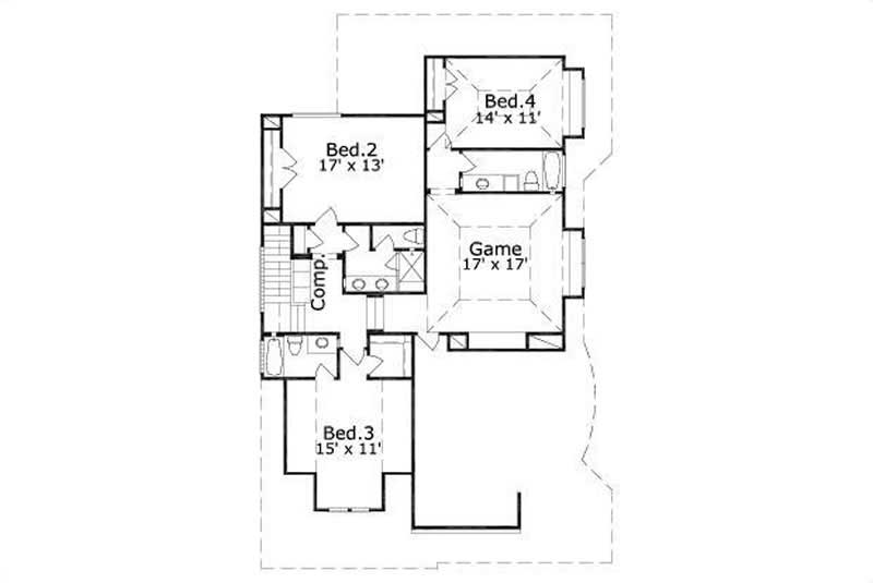 Floor Plan Second Story of Luxury Plan #156-2226