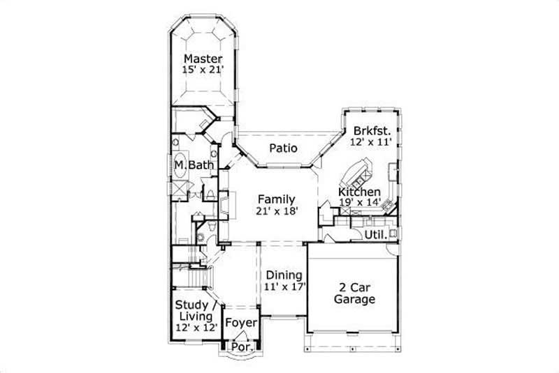 Floor Plan First Story of Country Plan #156-2227