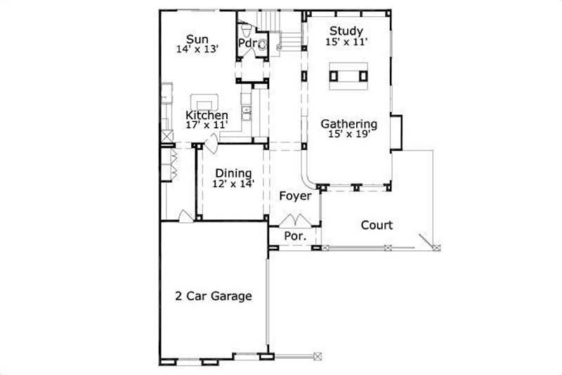 Floor Plan First Story of Plan #156-2228