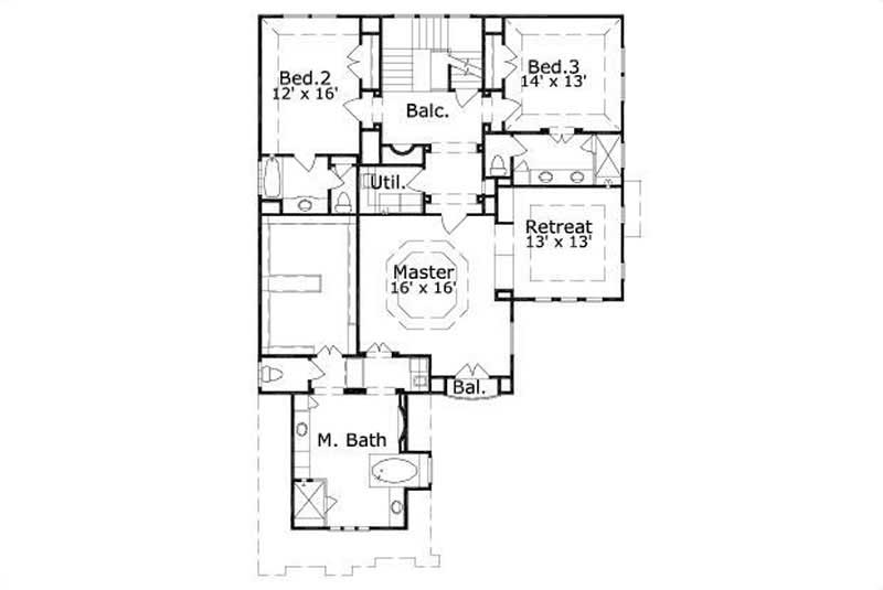 Floor Plan Second Story of Plan #156-2228
