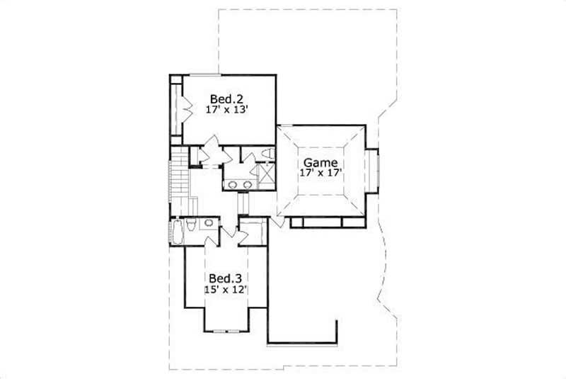 Floor Plan Second Story of Traditional Plan #156-2229