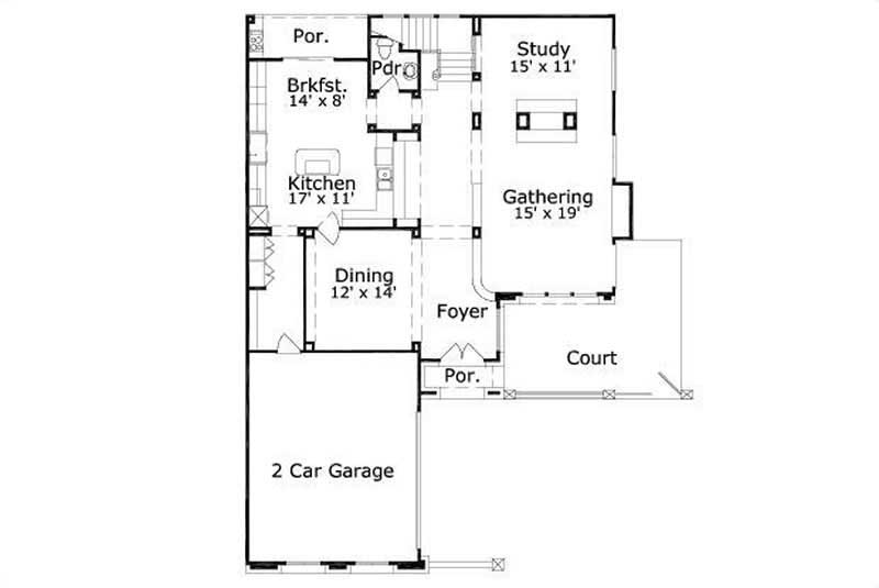Floor Plan First Story of Luxury Plan #156-2230