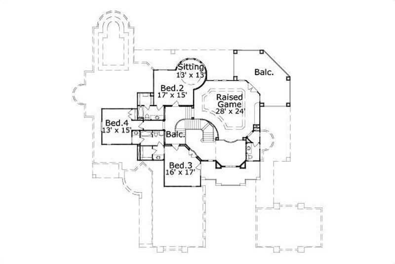 Floor Plan Second Story of Mediterranean Plan #156-2231