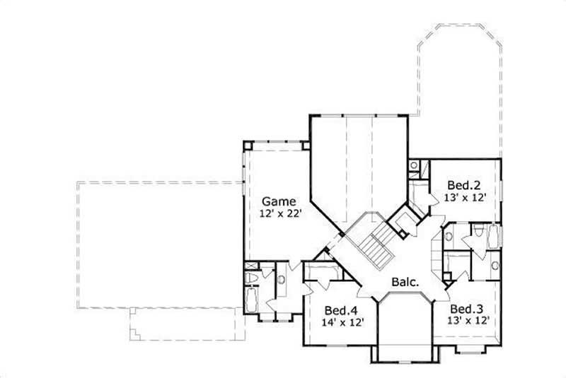 Floor Plan Second Story of Luxury Plan #156-2232