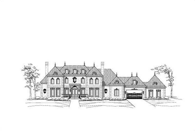 Front elevation of French home (ThePlanCollection: House Plan #156-2233)