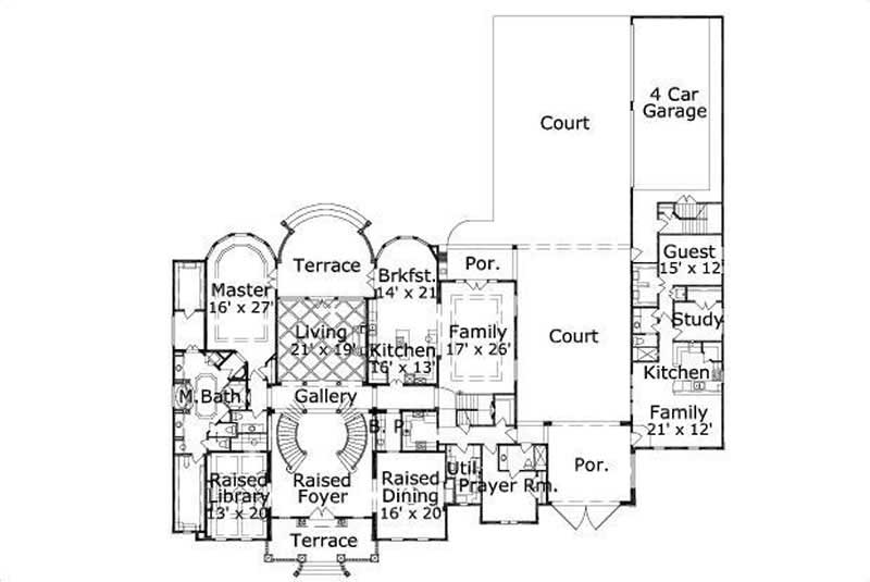 Floor Plan First Story of French Plan #156-2233
