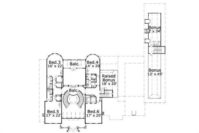 Floor Plan Second Story of French Plan #156-2233