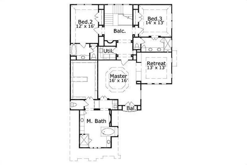 Floor Plan Second Story of Plan #156-2234