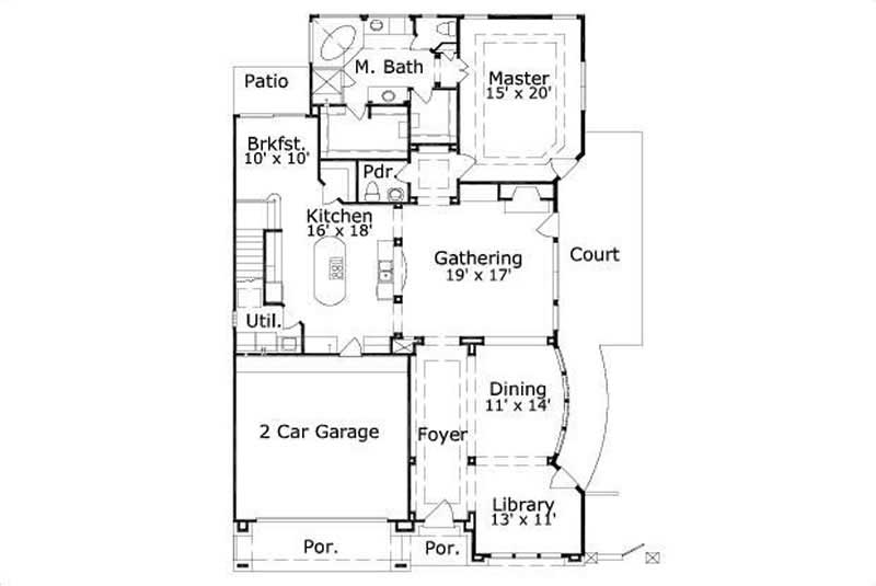 Floor Plan First Story of Traditional Plan #156-2237