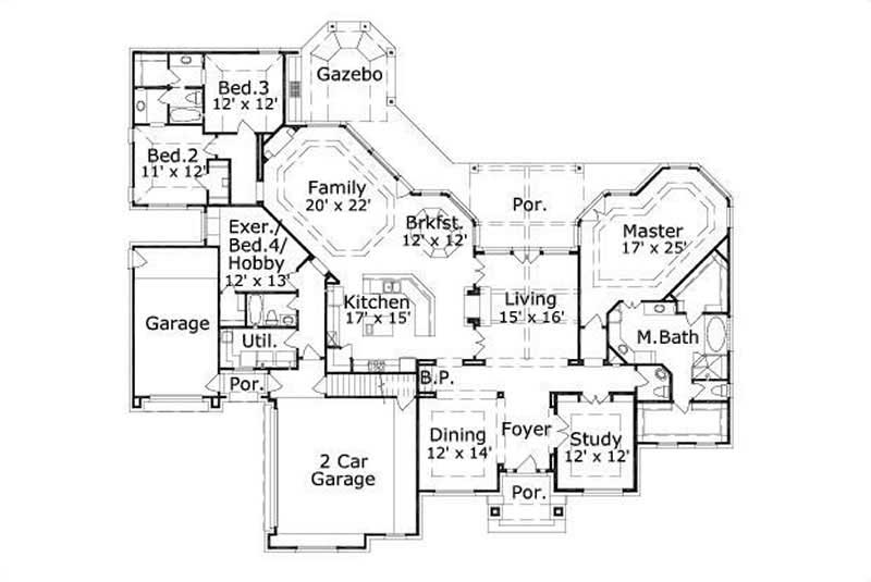 Floor Plan First Story of Luxury Plan #156-2239