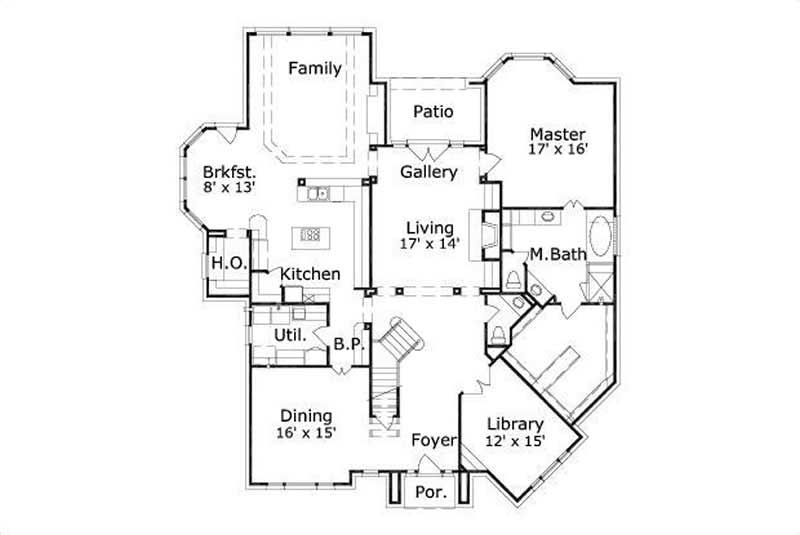 Floor Plan First Story of Luxury Plan #156-2241