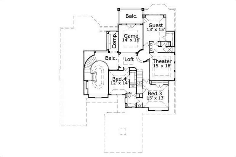 Floor Plan Second Story of Country Plan #156-2242