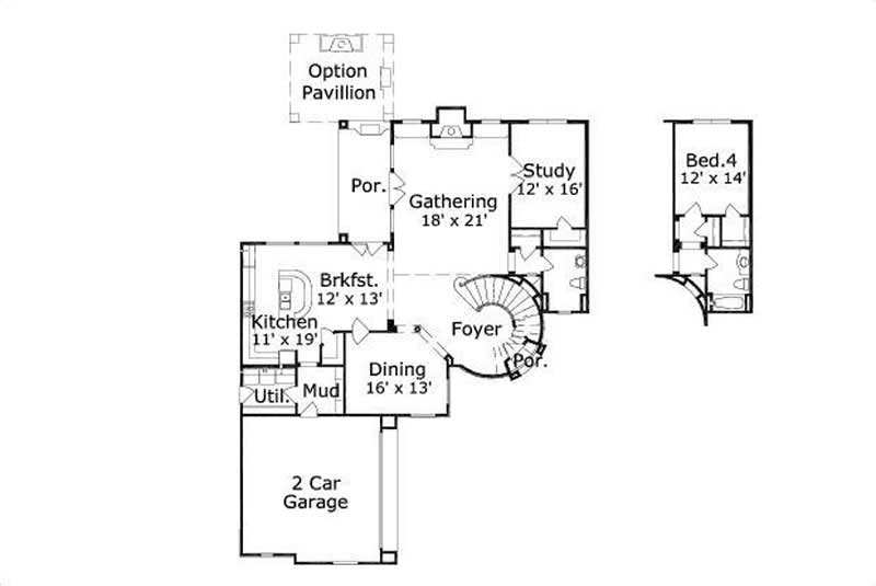 Floor Plan First Story of Country Plan #156-2247
