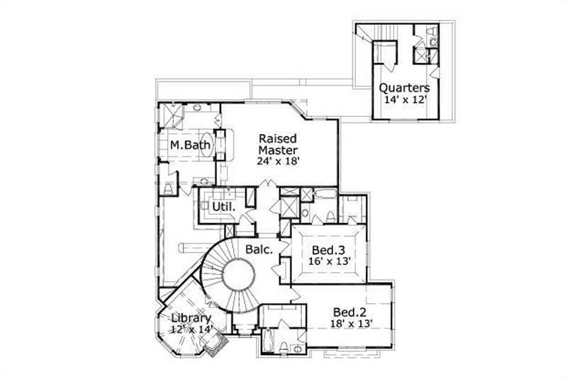 Floor Plan Second Story of French Plan #156-2248