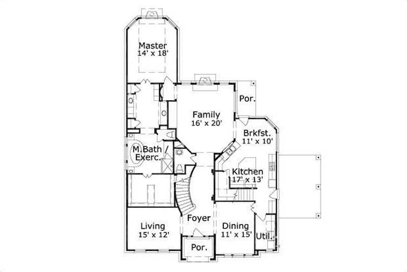 Floor Plan First Story of Luxury Plan #156-2250